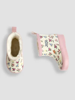 Crème gebloemd - JoJo Maman Bébé Print Cosy Short Wellies