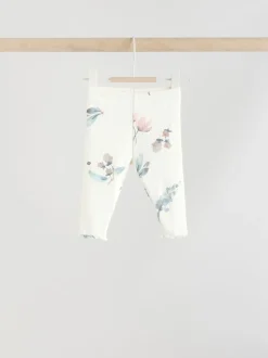 Crème gebloemd - Set van 2 -delige Baby Sweater en Joggingbroeken (0mnd -2jr)