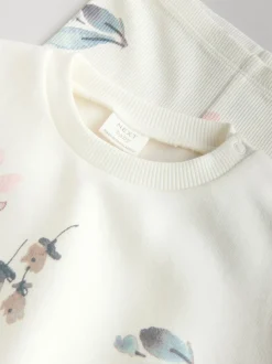 Crème gebloemd - Set van 2 -delige Baby Sweater en Joggingbroeken (0mnd -2jr)