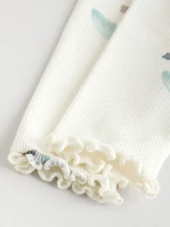 Crème gebloemd - Set van 2 -delige Baby Sweater en Joggingbroeken (0mnd -2jr)