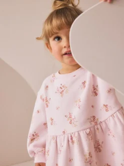 Crème gebloemd - Sweaterjurk (3 mnd-7 jr)