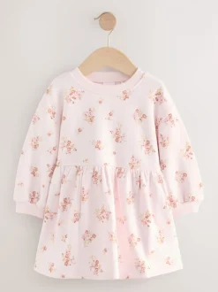 Crème gebloemd - Sweaterjurk (3 mnd-7 jr)