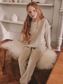 Crème geribbeld - Behaaglijke fleece pyjama (9 mnd-16 jr)