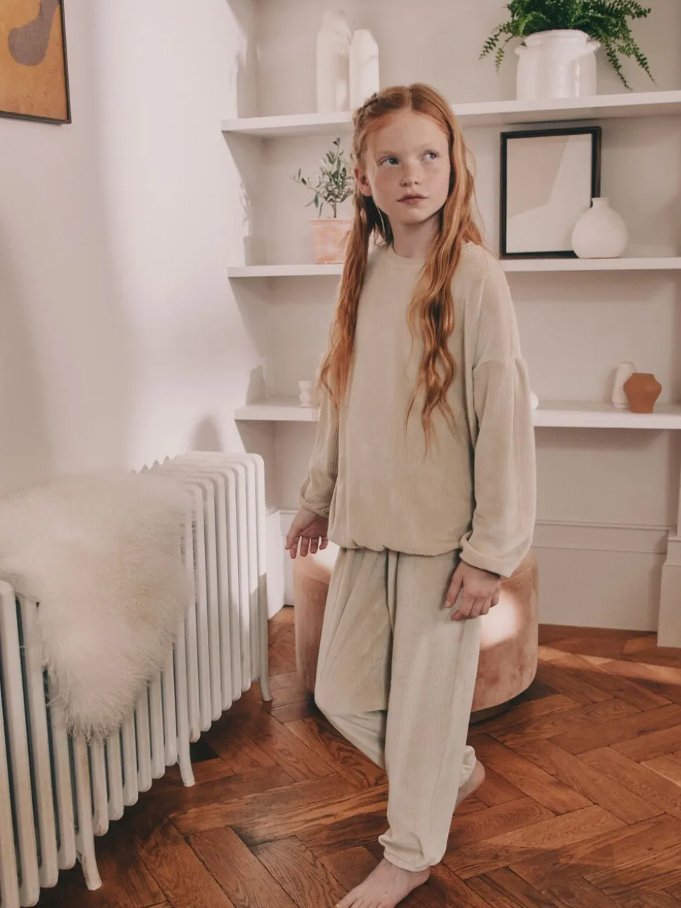 Crème geribbeld - Behaaglijke fleece pyjama (9 mnd-16 jr)
