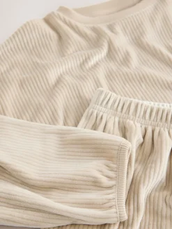 Crème geribbeld - Behaaglijke fleece pyjama (9 mnd-16 jr)