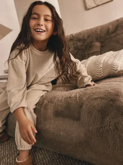 Crème geribbeld - Behaaglijke fleece pyjama (9 mnd-16 jr)