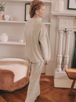 Crème geribbeld - Behaaglijke fleece pyjama (9 mnd-16 jr)