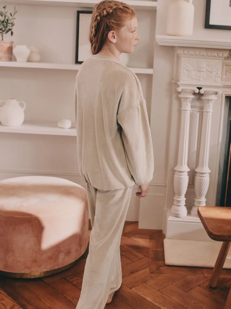Crème geribbeld - Behaaglijke fleece pyjama (9 mnd-16 jr)