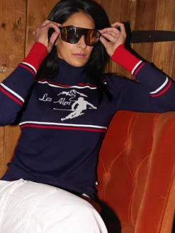 Crème licht - The Little Tailor 'Les Alps' Slim fit Crème lichte ski-Kerstmis Trui