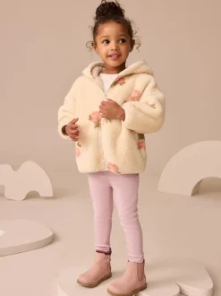 Crème met bloemenprint - Fleece met ritssluiting (3mnd-7jr)