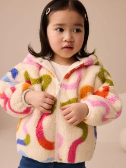 Crème Rainbow Squiggle - Fleece met ritssluiting (3mnd-7jr)