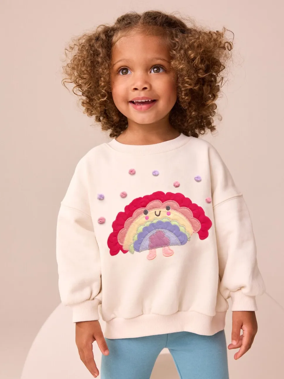 Crème Regenboog Taco - Sweatshirt met ronde hals (3 mnd-7 jr)