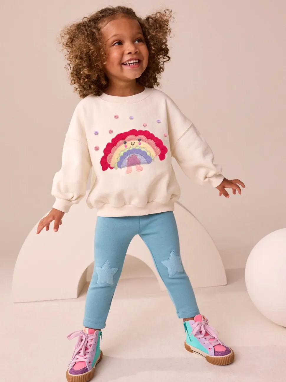 Crème Regenboog Taco - Sweatshirt met ronde hals (3 mnd-7 jr)