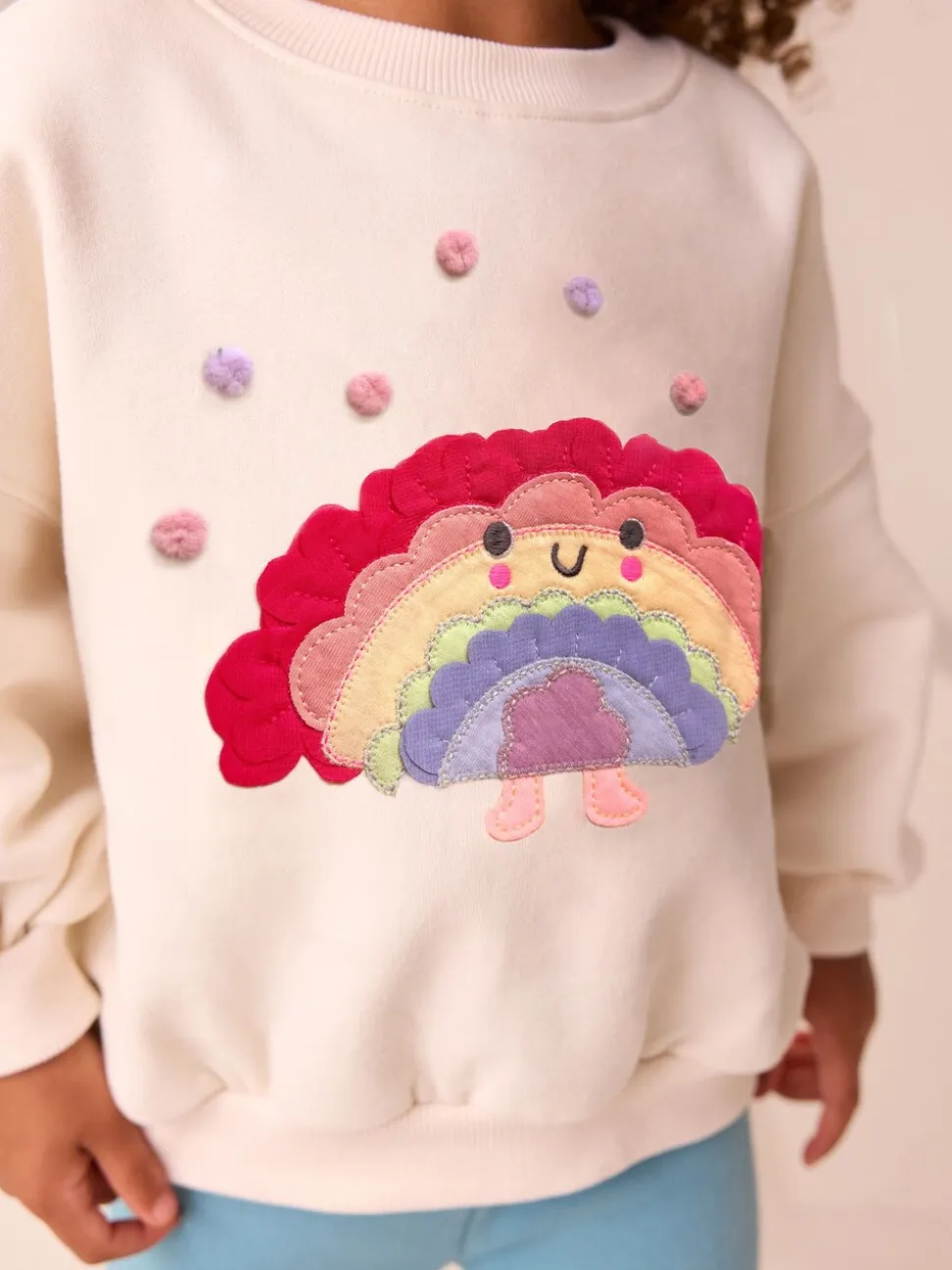 Crème Regenboog Taco - Sweatshirt met ronde hals (3 mnd-7 jr)