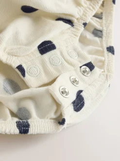 Crème/Charcoal met stippen - Babyrompers met bloemenprint Set 2 -delig met maillot (0mnd -3jr)