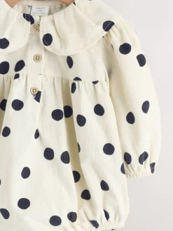 Crème/Charcoal met stippen - Babyrompers met bloemenprint Set 2 -delig met maillot (0mnd -3jr)