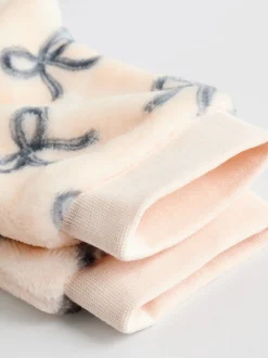 Crème/grijs - Set van zachte velours trui met strikprint en broek (0mnd -2jr)