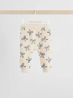 Crème/grijs - Set van zachte velours trui met strikprint en broek (0mnd -2jr)