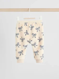Crème/grijs - Set van zachte velours trui met strikprint en broek (0mnd -2jr)