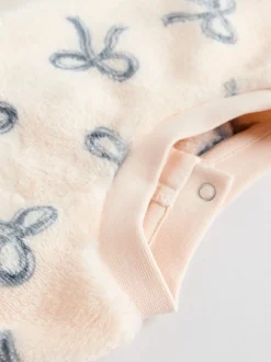Crème/grijs - Set van zachte velours trui met strikprint en broek (0mnd -2jr)