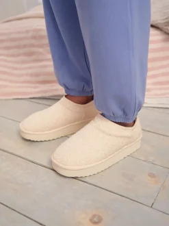 Crèmekleurig borg - Lage schoenen Shoot fleece gevoerde pantoffels