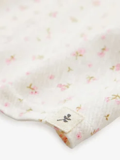 Crèmekleurige fijne bloemenprint - Blouse met lange mouwen en geplooide hals (3mnd-7jr)