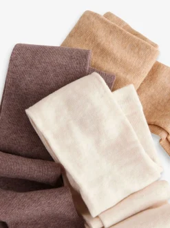 Crèmekleurig/neutraal - Set van 3 katoenrijke tights