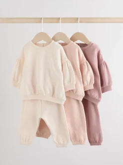 Crèmekleurig/roze - Baby sweatshirt en joggingbroek 6 -delige set (0mnd -2jr)