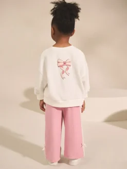 Crèmekleurig/roze - Barbie Sweatshirt & Set van joggingbroek met wijde pijpen (3mnd -7jr)
