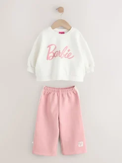 Crèmekleurig/roze - Barbie Sweatshirt & Set van joggingbroek met wijde pijpen (3mnd -7jr)