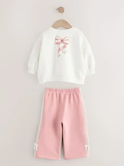 Crèmekleurig/roze - Barbie Sweatshirt & Set van joggingbroek met wijde pijpen (3mnd -7jr)