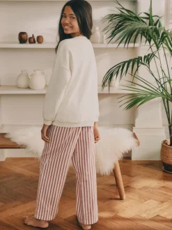 Crème/rode strik - Sweatshirt Pyjama's (2-16jaar)