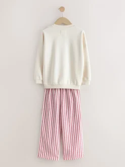 Crème/rode strik - Sweatshirt Pyjama's (2-16jaar)