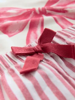 Crème/rode strik - Sweatshirt Pyjama's (2-16jaar)