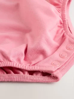 Crème/roze personage - Babyset van tuinbroek en rompertje, tweedelig (0mnd-3jr)