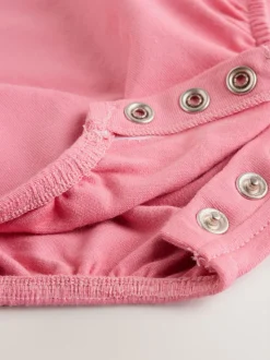 Crème/roze personage - Babyset van tuinbroek en rompertje, tweedelig (0mnd-3jr)