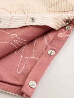 Crème/roze personage - Babyset van tuinbroek en rompertje, tweedelig (0mnd-3jr)