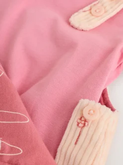 Crème/roze personage - Babyset van tuinbroek en rompertje, tweedelig (0mnd-3jr)