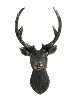 3D wanddecoratie van hert met metalen effect