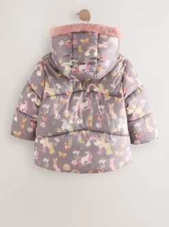 Damson Unicorn - Regenbestendige gewatteerde jas met imitatiebont afwerking (3mnd-7jr)