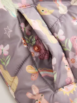 Damson Unicorn - Regenbestendige gewatteerde jas met imitatiebont afwerking (3mnd-7jr)
