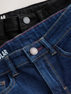 Dark Blue/ Black Denim - Stretchjeans 2 stuks (3-17jr)