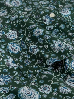 Dark Green Ditsy - Overhemd met lange mouwen en print