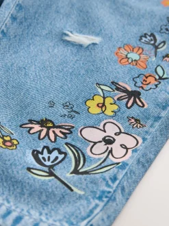 Denim - Jeans met bloemenprint (3mnd-7jr)