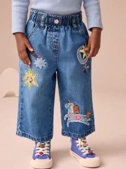 Denim - Jeans versierd met eenhoorns (3mnd-7jr)
