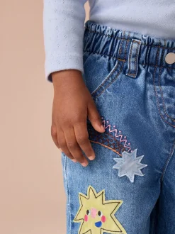 Denim - Jeans versierd met eenhoorns (3mnd-7jr)