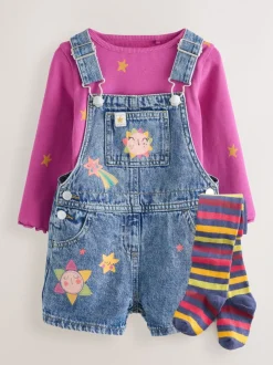 Denim - Set met kosmische tuinbroek (3mnd -7jr)