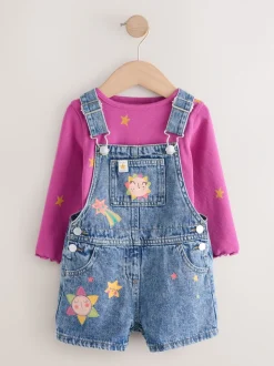 Denim - Set met kosmische tuinbroek (3mnd -7jr)