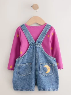 Denim - Set met kosmische tuinbroek (3mnd -7jr)