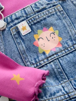 Denim - Set met kosmische tuinbroek (3mnd -7jr)